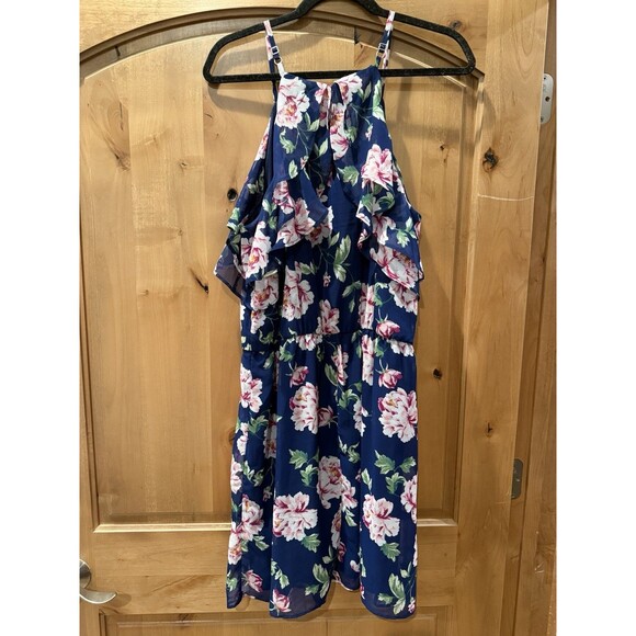 Charming Charlie Floral Navy Short Dress, 40” Long, Size Large - Picture 3 of 3